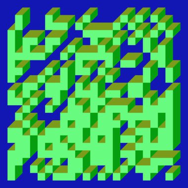 Soyut geometrik arkaplan. Edward Zajecs 2. Cubo 'nun 1971' deki uygulaması. Esasen 8 taştan oluşan bir Truchet fayans seti ve yerleştirme sanatı illüstrasyonu için kurallar 