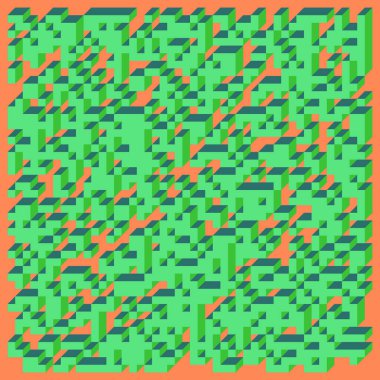 Edward Zajec 'in 1971' deki Il Cubo 'sunun uygulanması. Esasen 8 taştan oluşan bir Truchet fayans seti ve yerleştirme sanatı illüstrasyonu için kurallar