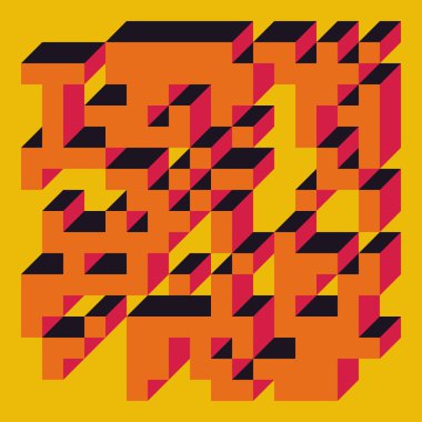 Edward Zajecs 2. Cubo 'nun 1971' deki uygulaması. Esasen 8 taştan oluşan bir Truchet fayans seti ve yerleştirme sanatı illüstrasyonu için kurallar  