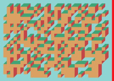 Edward Zajecs 2. Cubo 'nun 1971' deki uygulaması. Esasen 8 taştan oluşan bir Truchet fayans seti ve yerleştirme sanatı illüstrasyonu için kurallar 