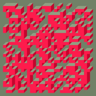 Soyut geometrik arkaplan. Edward Zajecs 2. Cubo 'nun 1971' deki uygulaması. Esasen 8 taştan oluşan bir Truchet fayans seti ve yerleştirme sanatı illüstrasyonu için kurallar 