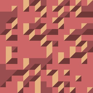 Soyut geometrik arkaplan. Edward Zajecs 2. Cubo 'nun 1971' deki uygulaması. Esasen 8 taştan oluşan bir Truchet fayans seti ve yerleştirme sanatı illüstrasyonu için kurallar 