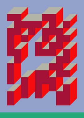 Edward Zajec 'in 1971' deki Il Cubo 'sunun uygulanması. Esasen 8 taştan oluşan bir Truchet fayans seti ve yerleştirme sanatı illüstrasyonu için kurallar