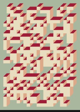 Edward Zajec 'in 1971' deki Il Cubo 'sunun uygulanması. Esasen 8 taştan oluşan bir Truchet fayans seti ve yerleştirme sanatı illüstrasyonu için kurallar