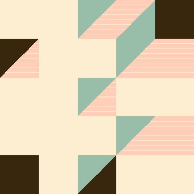 Soyut geometrik arkaplan. Edward Zajecs 2. Cubo 'nun 1971' deki uygulaması. Esasen 8 taştan oluşan bir Truchet fayans seti ve yerleştirme sanatı illüstrasyonu için kurallar 