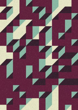 Soyut geometrik arkaplan. Edward Zajecs 2. Cubo 'nun 1971' deki uygulaması. Esasen 8 taştan oluşan bir Truchet fayans seti ve yerleştirme sanatı illüstrasyonu için kurallar 