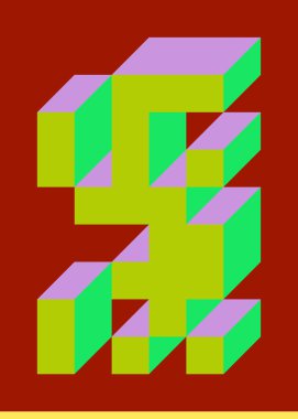 Edward Zajec 'in 1971' deki Il Cubo 'sunun uygulanması. Esasen 8 taştan oluşan bir Truchet fayans seti ve yerleştirme sanatı illüstrasyonu için kurallar