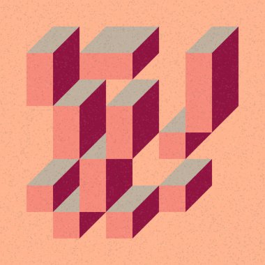 Soyut geometrik arkaplan. Edward Zajecs 2. Cubo 'nun 1971' deki uygulaması. Esasen 8 taştan oluşan bir Truchet fayans seti ve yerleştirme sanatı illüstrasyonu için kurallar 