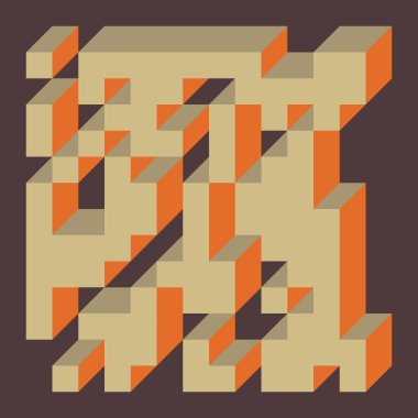 Soyut geometrik arkaplan. Edward Zajecs 2. Cubo 'nun 1971' deki uygulaması. Esasen 8 taştan oluşan bir Truchet fayans seti ve yerleştirme sanatı illüstrasyonu için kurallar 