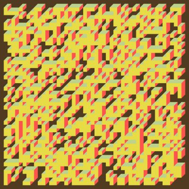 Edward Zajec 'in 1971' deki Il Cubo 'sunun uygulanması. Esasen 8 taştan oluşan bir Truchet fayans seti ve yerleştirme sanatı illüstrasyonu için kurallar