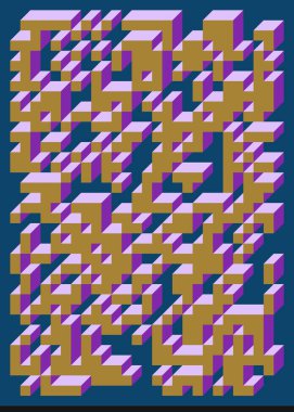 Edward Zajecs 2. Cubo 'nun 1971' deki uygulaması. Esasen 8 taştan oluşan bir Truchet fayans seti ve yerleştirme sanatı illüstrasyonu için kurallar  