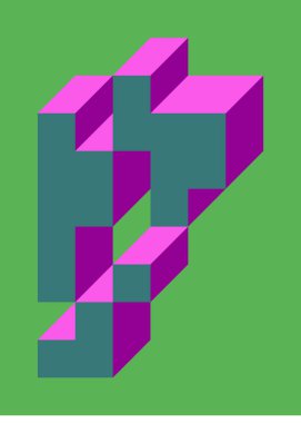 Edward Zajec 'in 1971' deki Il Cubo 'sunun uygulanması. Esasen 8 taştan oluşan bir Truchet fayans seti ve yerleştirme sanatı illüstrasyonu için kurallar