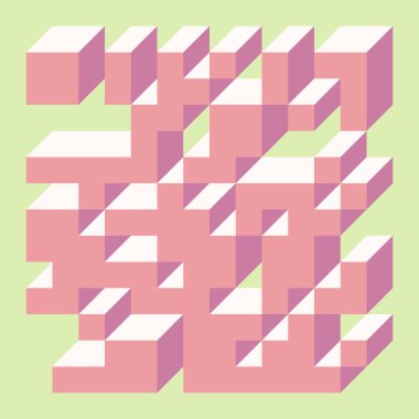 Soyut geometrik arkaplan. Edward Zajecs 2. Cubo 'nun 1971' deki uygulaması. Esasen 8 taştan oluşan bir Truchet fayans seti ve yerleştirme sanatı illüstrasyonu için kurallar 