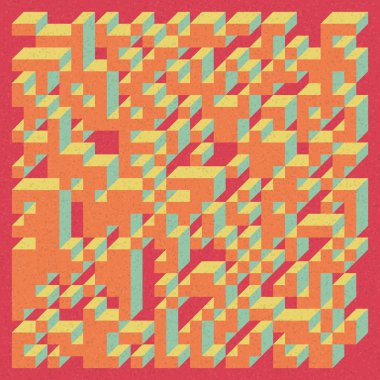 Soyut geometrik arkaplan. Edward Zajecs 2. Cubo 'nun 1971' deki uygulaması. Esasen 8 taştan oluşan bir Truchet fayans seti ve yerleştirme sanatı illüstrasyonu için kurallar 