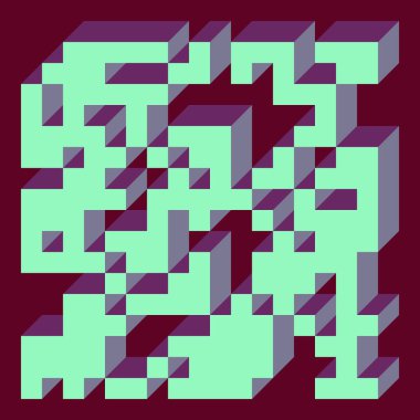 Edward Zajec 'in 1971' deki Il Cubo 'sunun uygulanması. Esasen 8 taştan oluşan bir Truchet fayans seti ve yerleştirme sanatı illüstrasyonu için kurallar