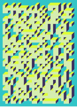 Edward Zajec 'in 1971' deki Il Cubo 'sunun uygulanması. Esasen 8 taştan oluşan bir Truchet fayans seti ve yerleştirme sanatı illüstrasyonu için kurallar