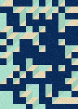 Soyut geometrik arkaplan. Edward Zajecs 2. Cubo 'nun 1971' deki uygulaması. Esasen 8 taştan oluşan bir Truchet fayans seti ve yerleştirme sanatı illüstrasyonu için kurallar 