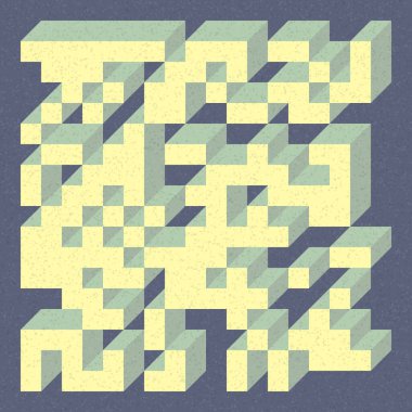 Soyut geometrik arkaplan. Edward Zajecs 2. Cubo 'nun 1971' deki uygulaması. Esasen 8 taştan oluşan bir Truchet fayans seti ve yerleştirme sanatı illüstrasyonu için kurallar 