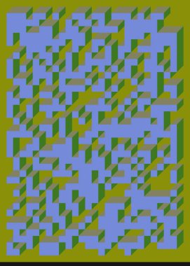 Edward Zajec 'in 1971' deki Il Cubo 'sunun uygulanması. Esasen 8 taştan oluşan bir Truchet fayans seti ve yerleştirme sanatı illüstrasyonu için kurallar