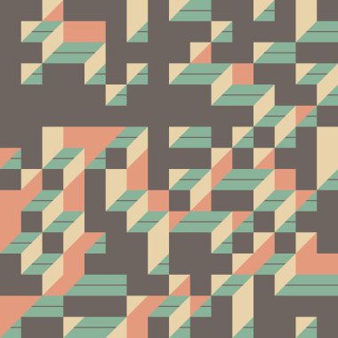 Soyut geometrik arkaplan. Edward Zajecs 2. Cubo 'nun 1971' deki uygulaması. Esasen 8 taştan oluşan bir Truchet fayans seti ve yerleştirme sanatı illüstrasyonu için kurallar 