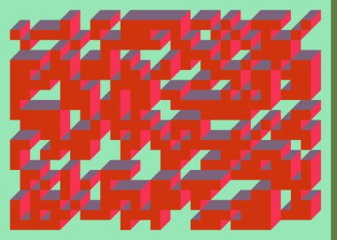 Edward Zajec 'in 1971' deki Il Cubo 'sunun uygulanması. Esasen 8 taştan oluşan bir Truchet fayans seti ve yerleştirme sanatı illüstrasyonu için kurallar