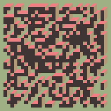 Soyut geometrik arkaplan. Edward Zajecs 2. Cubo 'nun 1971' deki uygulaması. Esasen 8 taştan oluşan bir Truchet fayans seti ve yerleştirme sanatı illüstrasyonu için kurallar 