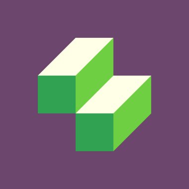 Soyut geometrik arkaplan. Edward Zajecs 2. Cubo 'nun 1971' deki uygulaması. Esasen 8 taştan oluşan bir Truchet fayans seti ve yerleştirme sanatı illüstrasyonu için kurallar 