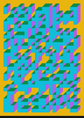 Edward Zajec 'in 1971' deki Il Cubo 'sunun uygulanması. Esasen 8 taştan oluşan bir Truchet fayans seti ve yerleştirme sanatı illüstrasyonu için kurallar