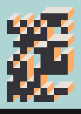 Edward Zajec 'in 1971' deki Il Cubo 'sunun uygulanması. Esasen 8 taştan oluşan bir Truchet fayans seti ve yerleştirme sanatı illüstrasyonu için kurallar