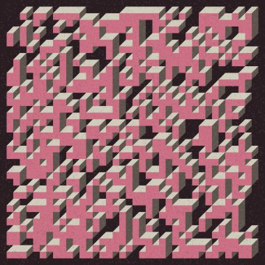 Soyut geometrik arkaplan. Edward Zajecs 2. Cubo 'nun 1971' deki uygulaması. Esasen 8 taştan oluşan bir Truchet fayans seti ve yerleştirme sanatı illüstrasyonu için kurallar 