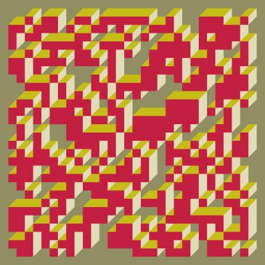 Soyut geometrik arkaplan. Edward Zajecs 2. Cubo 'nun 1971' deki uygulaması. Esasen 8 taştan oluşan bir Truchet fayans seti ve yerleştirme sanatı illüstrasyonu için kurallar 