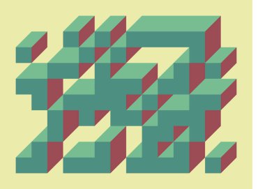 Edward Zajecs 2. Cubo 'nun 1971' deki uygulaması. Esasen 8 taştan oluşan bir Truchet fayans seti ve yerleştirme sanatı illüstrasyonu için kurallar 