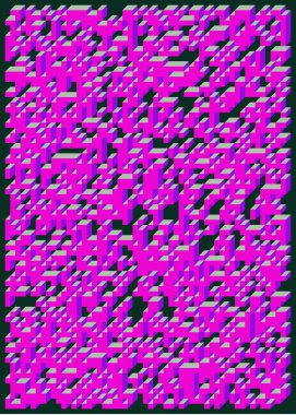 Edward Zajec 'in 1971' deki Il Cubo 'sunun uygulanması. Esasen 8 taştan oluşan bir Truchet fayans seti ve yerleştirme sanatı illüstrasyonu için kurallar