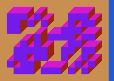 Edward Zajecs 2. Cubo 'nun 1971' deki uygulaması. Esasen 8 taştan oluşan bir Truchet fayans seti ve yerleştirme sanatı illüstrasyonu için kurallar 