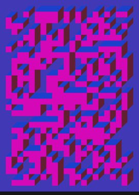 Edward Zajec 'in 1971' deki Il Cubo 'sunun uygulanması. Esasen 8 taştan oluşan bir Truchet fayans seti ve yerleştirme sanatı illüstrasyonu için kurallar