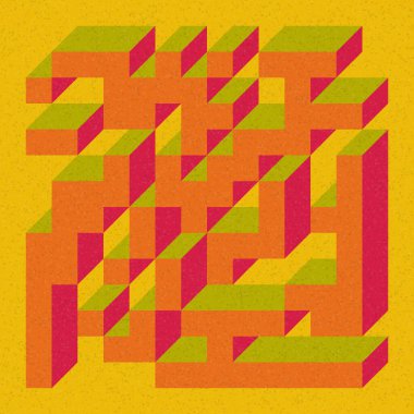 Edward Zajecs 2. Cubo 'nun 1971' deki uygulaması. Esasen 8 taştan oluşan bir Truchet fayans seti ve yerleştirme sanatı illüstrasyonu için kurallar  