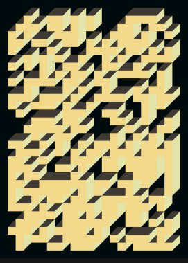 Edward Zajec 'in 1971' deki Il Cubo 'sunun uygulanması. Esasen 8 taştan oluşan bir Truchet fayans seti ve yerleştirme sanatı illüstrasyonu için kurallar