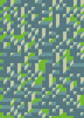 Soyut geometrik arkaplan. Edward Zajecs 2. Cubo 'nun 1971' deki uygulaması. Esasen 8 taştan oluşan bir Truchet fayans seti ve yerleştirme sanatı illüstrasyonu için kurallar 