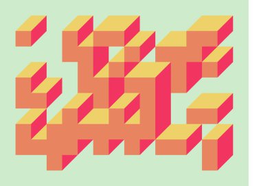 Edward Zajecs 2. Cubo 'nun 1971' deki uygulaması. Esasen 8 taştan oluşan bir Truchet fayans seti ve yerleştirme sanatı illüstrasyonu için kurallar 