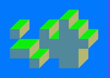 Edward Zajecs 2. Cubo 'nun 1971' deki uygulaması. Esasen 8 taştan oluşan bir Truchet fayans seti ve yerleştirme sanatı illüstrasyonu için kurallar  