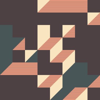 Edward Zajec 'in 1971' deki Il Cubo 'sunun uygulanması. Esasen 8 taştan oluşan bir Truchet fayans seti ve yerleştirme sanatı illüstrasyonu için kurallar