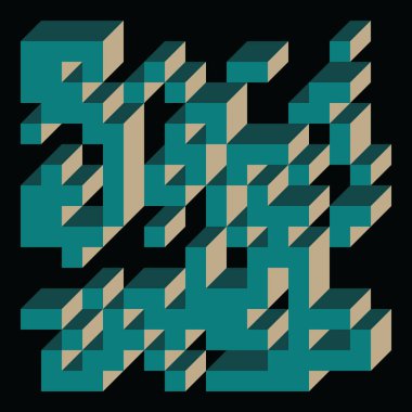 Edward Zajecs 2. Cubo 'nun 1971' deki uygulaması. Esasen 8 taştan oluşan bir Truchet fayans seti ve yerleştirme sanatı illüstrasyonu için kurallar  