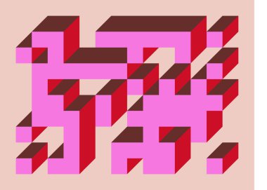 Edward Zajecs 2. Cubo 'nun 1971' deki uygulaması. Esasen 8 taştan oluşan bir Truchet fayans seti ve yerleştirme sanatı illüstrasyonu için kurallar 