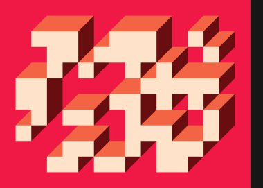 Edward Zajecs 2. Cubo 'nun 1971' deki uygulaması. Esasen 8 taştan oluşan bir Truchet fayans seti ve yerleştirme sanatı illüstrasyonu için kurallar 