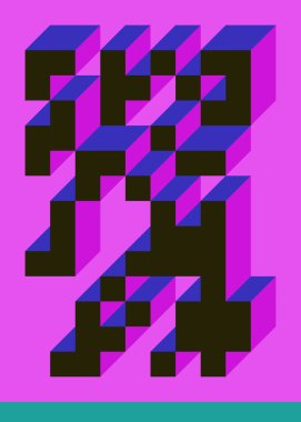 Edward Zajec 'in 1971' deki Il Cubo 'sunun uygulanması. Esasen 8 taştan oluşan bir Truchet fayans seti ve yerleştirme sanatı illüstrasyonu için kurallar