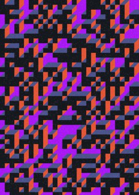 Soyut geometrik arkaplan. Edward Zajecs 2. Cubo 'nun 1971' deki uygulaması. Esasen 8 taştan oluşan bir Truchet fayans seti ve yerleştirme sanatı illüstrasyonu için kurallar 