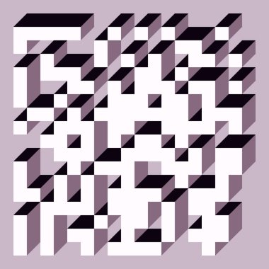 Edward Zajec 'in 1971' deki Il Cubo 'sunun uygulanması. Esasen 8 taştan oluşan bir Truchet fayans seti ve yerleştirme sanatı illüstrasyonu için kurallar