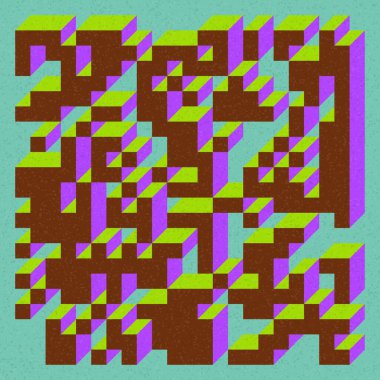 Edward Zajecs 2. Cubo 'nun 1971' deki uygulaması. Esasen 8 taştan oluşan bir Truchet fayans seti ve yerleştirme sanatı illüstrasyonu için kurallar  