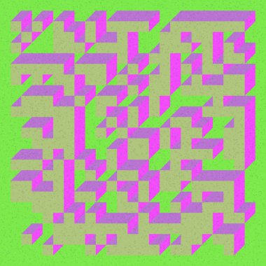 Soyut geometrik arkaplan. Edward Zajecs 2. Cubo 'nun 1971' deki uygulaması. Esasen 8 taştan oluşan bir Truchet fayans seti ve yerleştirme sanatı illüstrasyonu için kurallar 