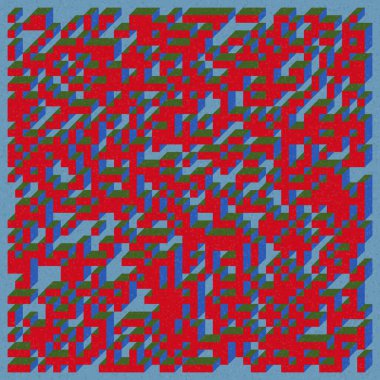 Soyut geometrik arkaplan. Edward Zajecs 2. Cubo 'nun 1971' deki uygulaması. Esasen 8 taştan oluşan bir Truchet fayans seti ve yerleştirme sanatı illüstrasyonu için kurallar 